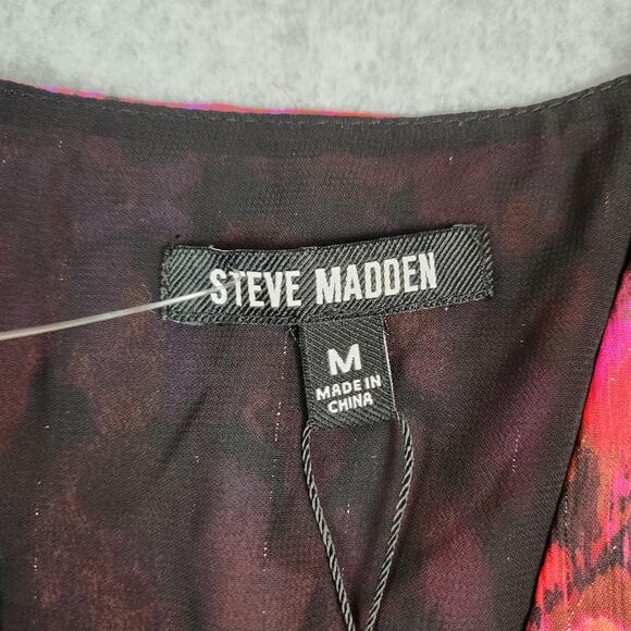 NWT Steve Madden Top Womens Size Medium Azura Sheer Fuchsia V Neck Long Sleeve - Picture 10 of 16